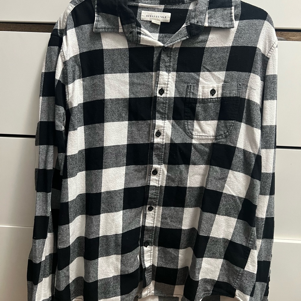 Aeropostale Black and White Checkered Flannel